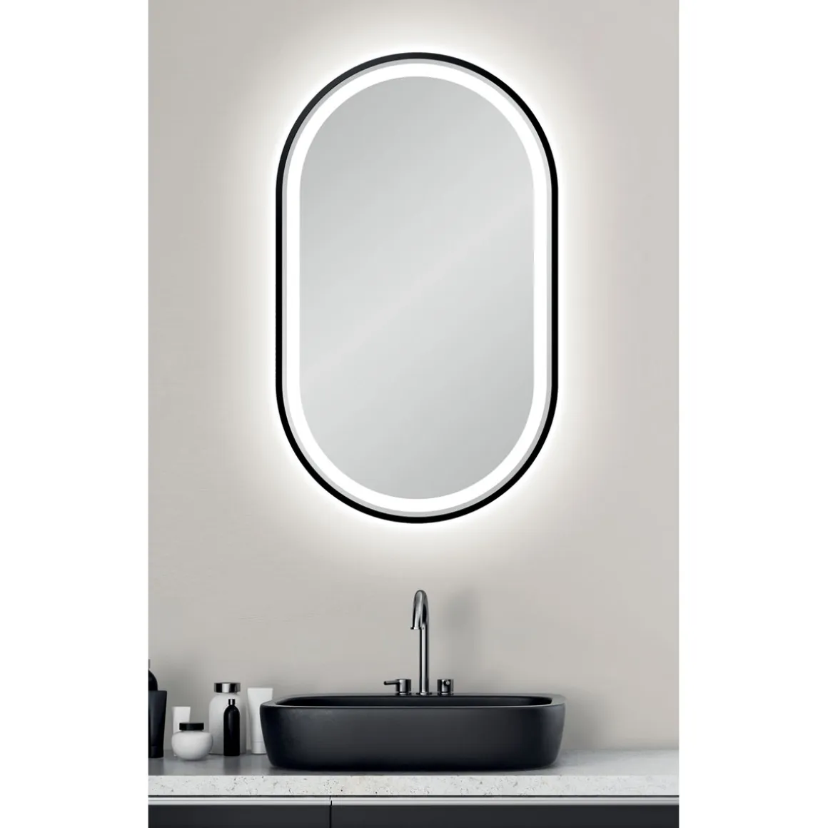 Valblue LED- Spiegel Lucien schwarz matt 45 x 75 cm