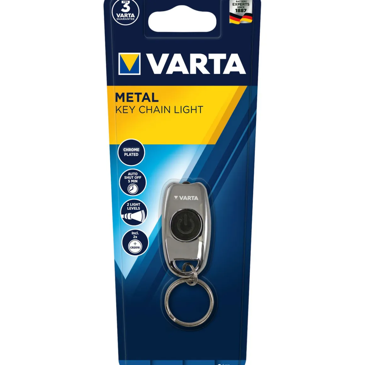 Varta LED-Taschenlampe Key Chain Light mit Batterien silber