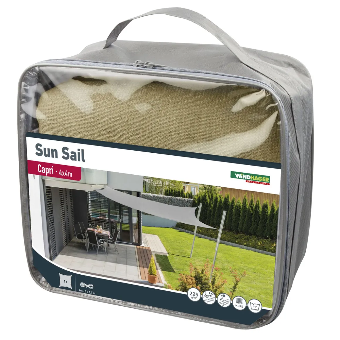 Viereck-Segel Capri 4 x 4 m champagner