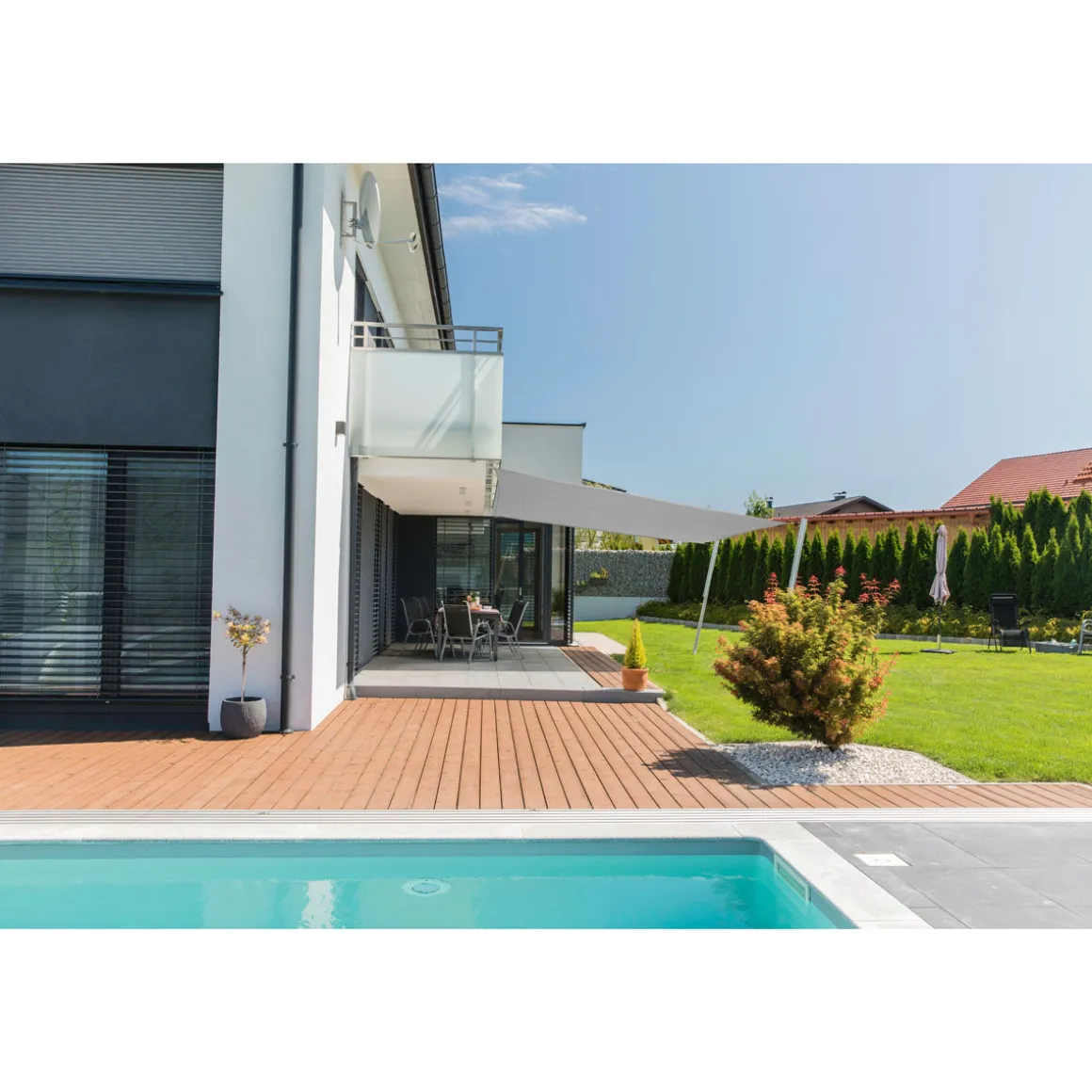 Viereck-Segel Capri 5 x 5 m grau