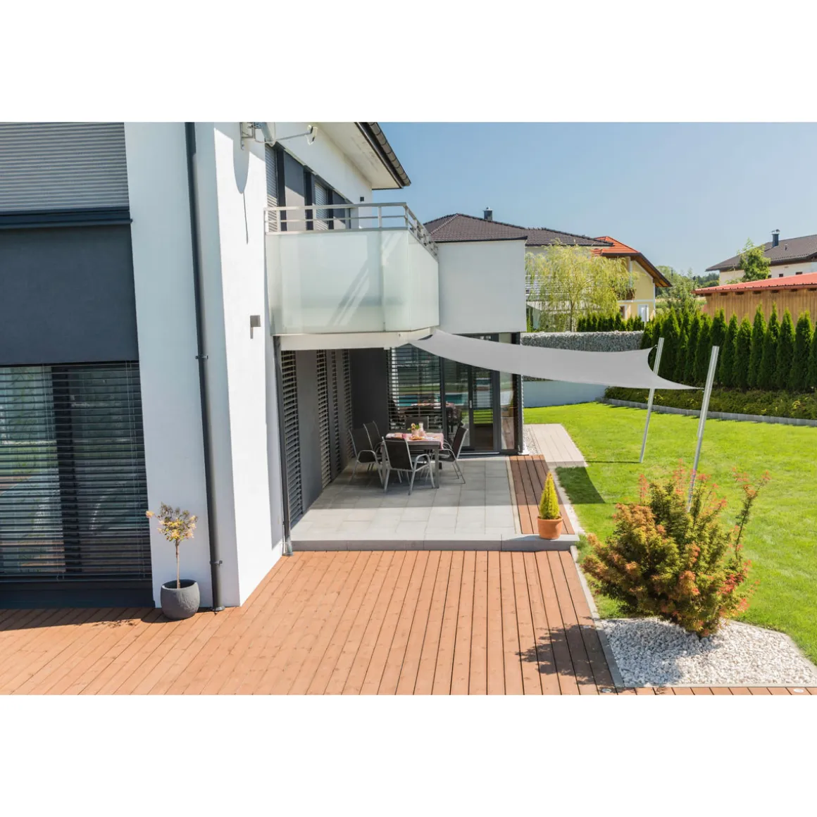 Viereck-Segel Capri 5 x 5 m grau