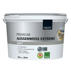 Vincent Fassadenfarbe Premium Aussenweiss Extreme matt 10 L