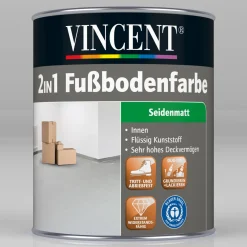 Vincent 2in1 Fußbodenfarbe RAL 9005 Tiefschwarz 750 ml