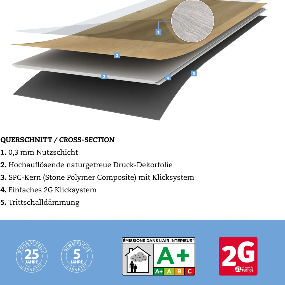 Vinyl SPC Eiche Posen 1220 x 181 x 4,5 mm