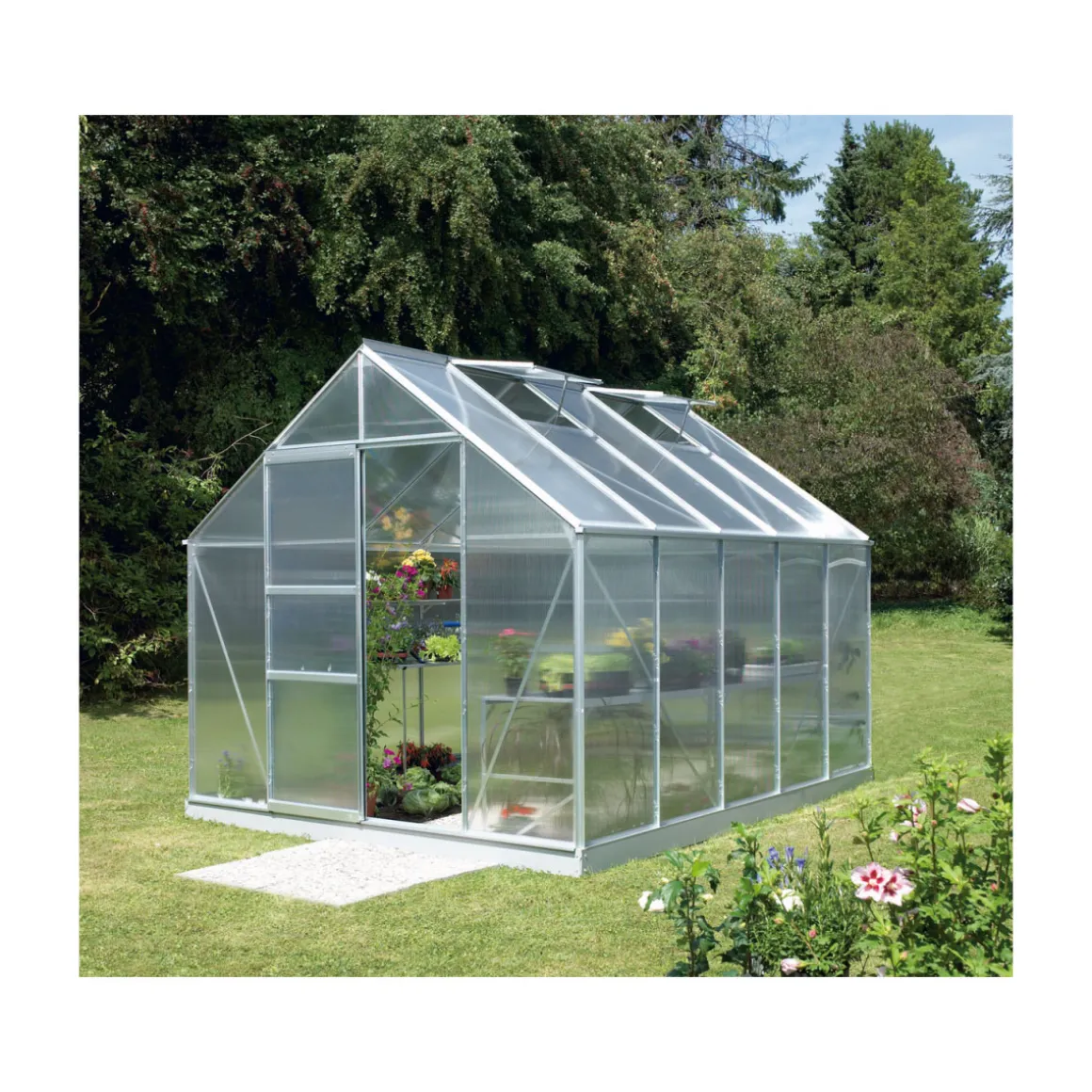 Vitavia Gewächshaus Merkur 8300 8,3m² 4 mm Hohlkammerplatte silber
