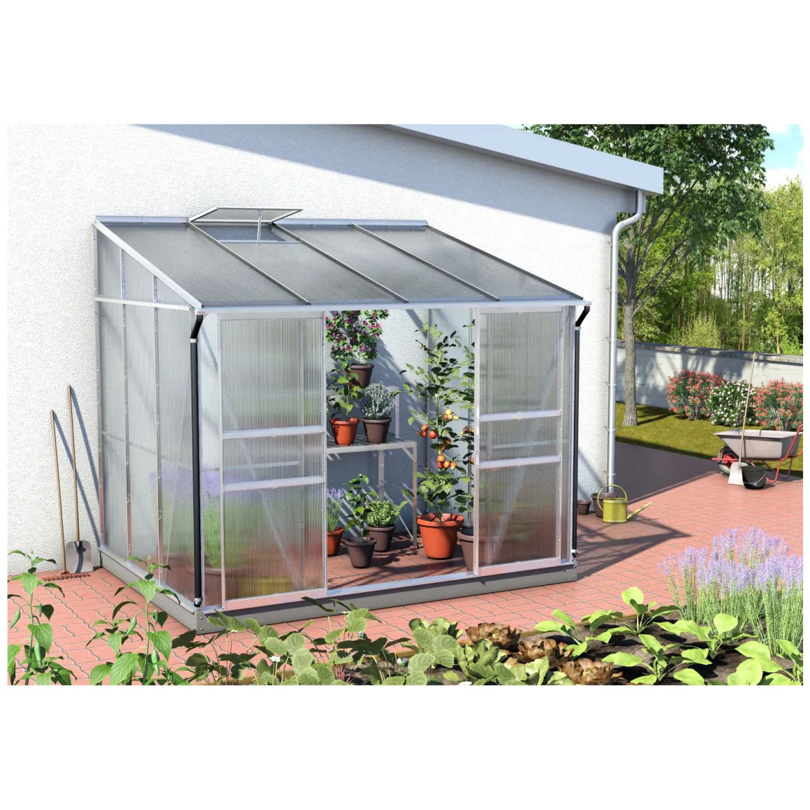 Vitavia Gewächshaus Osiris 5200 5,2m² 4 mm Hohlkammerplatten silber