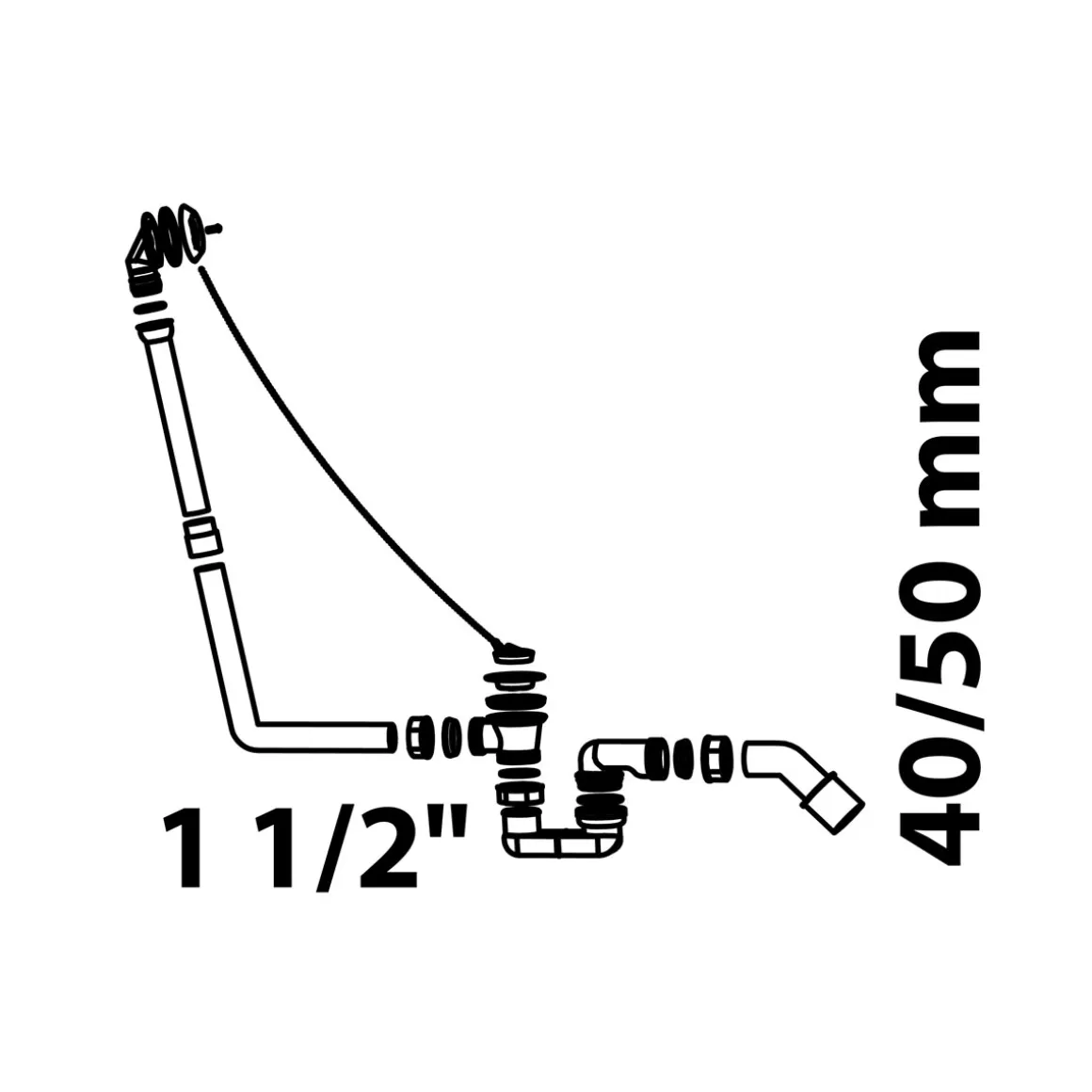 Wannen-Ab- und Überlaufgarnitur 1½ x 40/50 mm