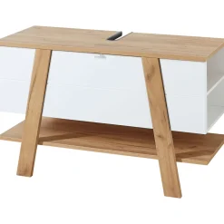 Waschbecken-Unterschrank 111 x 67 x 46 cm weiß/Navarra Eiche
