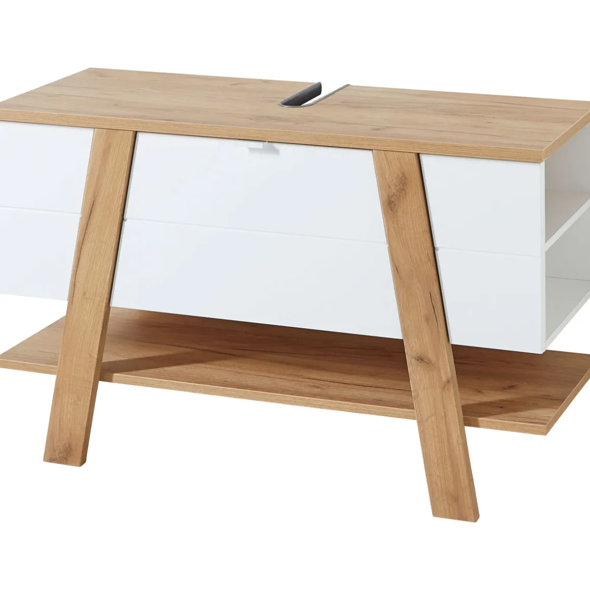 Waschbecken-Unterschrank 111 x 67 x 46 cm weiß/Navarra Eiche