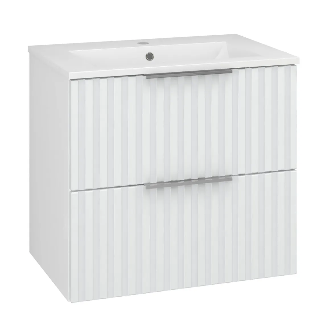 Waschtisch Amy, 60cm, Farbe: Matt-Weiss, mit 2 Schubladen und Soft-Close-Funktion