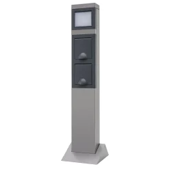 Wegeleuchte SteelCraft mit 2-fach Steckdose grau