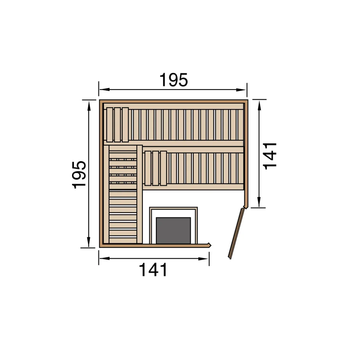 Weka Design-Sauna Cubilis Größe 1 Sparset 7,5kW Bio S Glastuer und Fenster