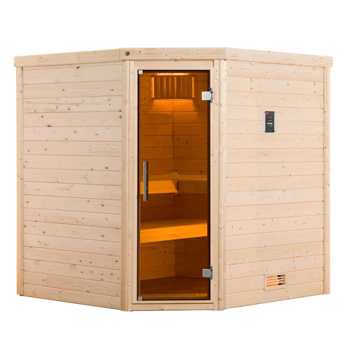Weka Design-Sauna Cubilis Größe 1 Sparset 7,5kW OS Glastuer und Fenster