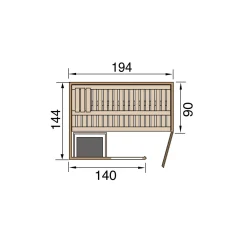 Weka Elementsauna Varberg Eck Größe 1 Sparset 7,5 kW OS Glastuer