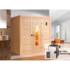 Weka Premium Massivholz-Elementsauna Kemi Größe 5 Sparset 7,5 kW OS