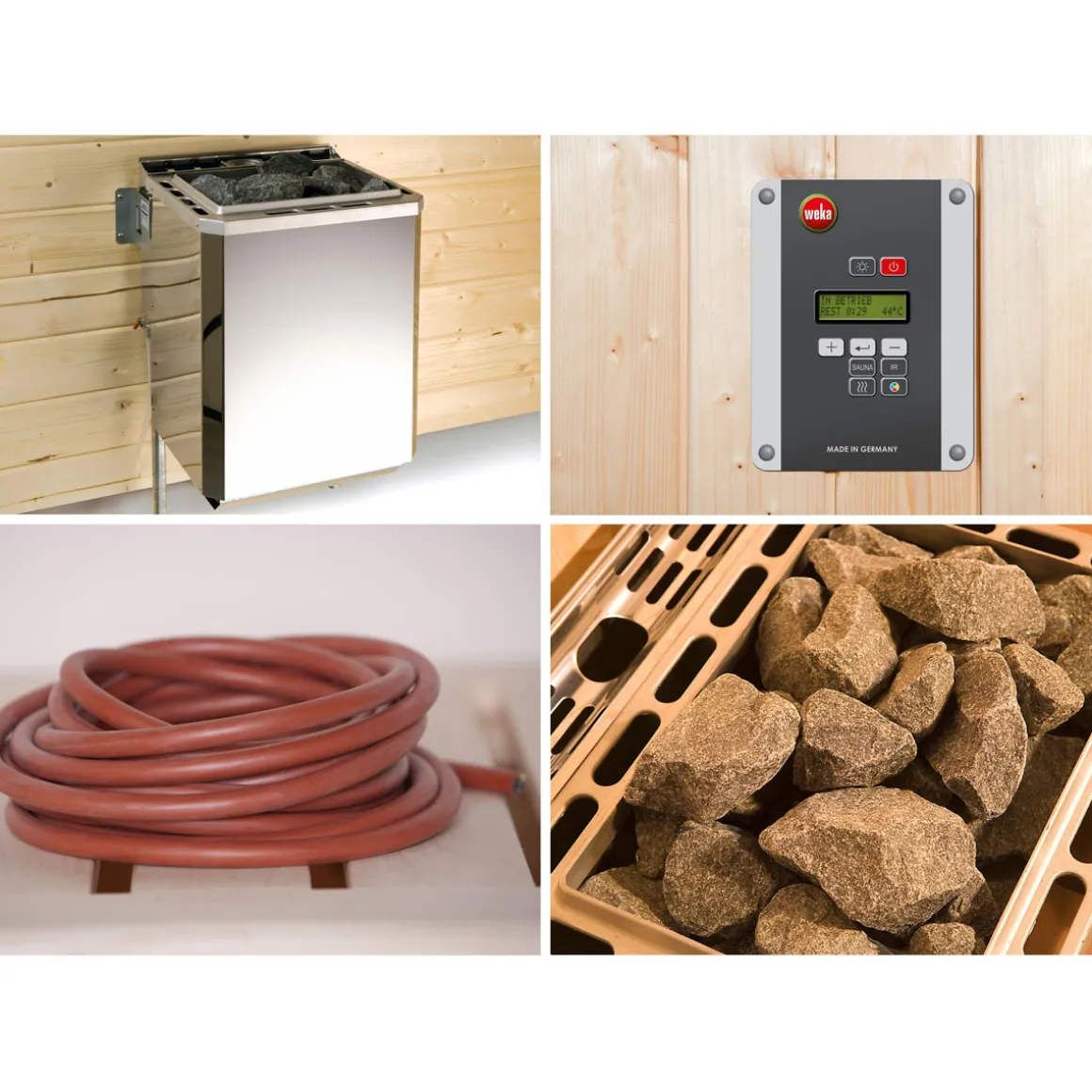 Weka Premium Massivholz-Sauna Turku Größe 3 Sparset 7,5 kW Bio S Massivholztuer