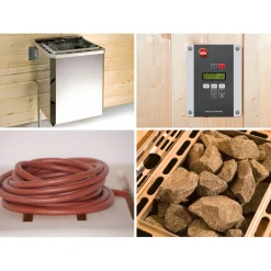 Weka Saunahaus Salo Größe 2 Sparset 7,5 kW OS rot