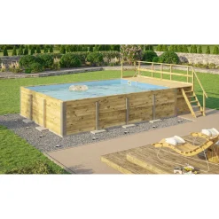 Weka Pool Rechteckig Größe 2 b 401,5 x 641,5 cm inkl Technikraum/Sonnendeck und FilteranlageFolie blau 0,6 mm
