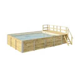 Weka Pool Rechteckig Größe 2 b 401,5 x 641,5 cm inkl Technikraum/Sonnendeck und FilteranlageFolie sand/mosaik