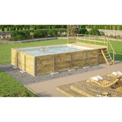 Weka Pool Rechteckig Größe 2 b 401,5 x 641,5 cm inkl Technikraum/Sonnendeck und FilteranlageFolie sand/mosaik