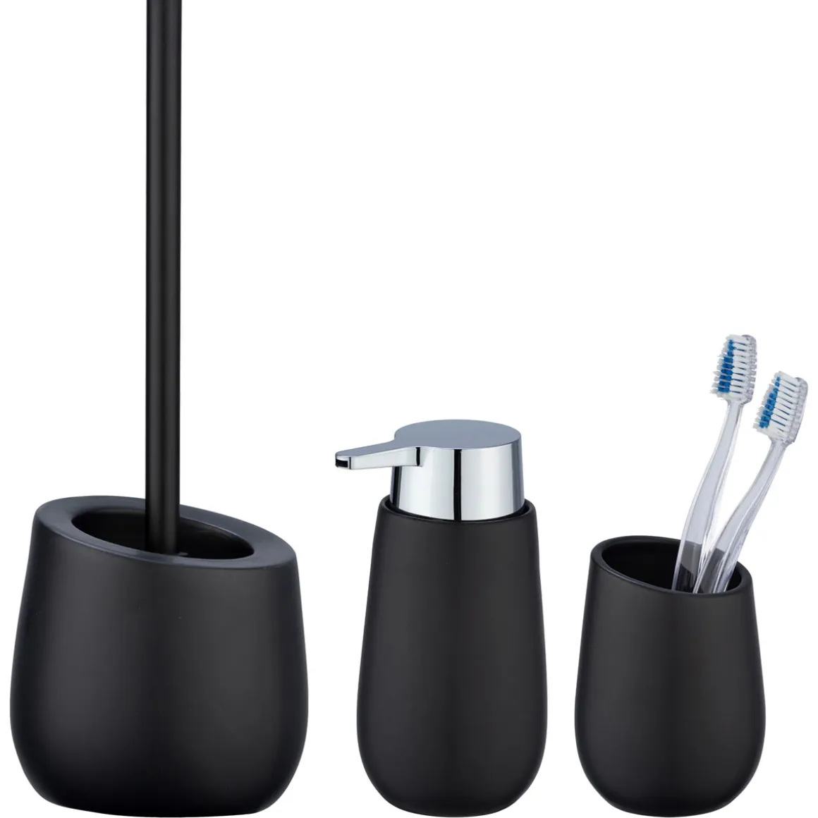 Wenko Bad-Accessoire-Set Badi Schwarz Keramik