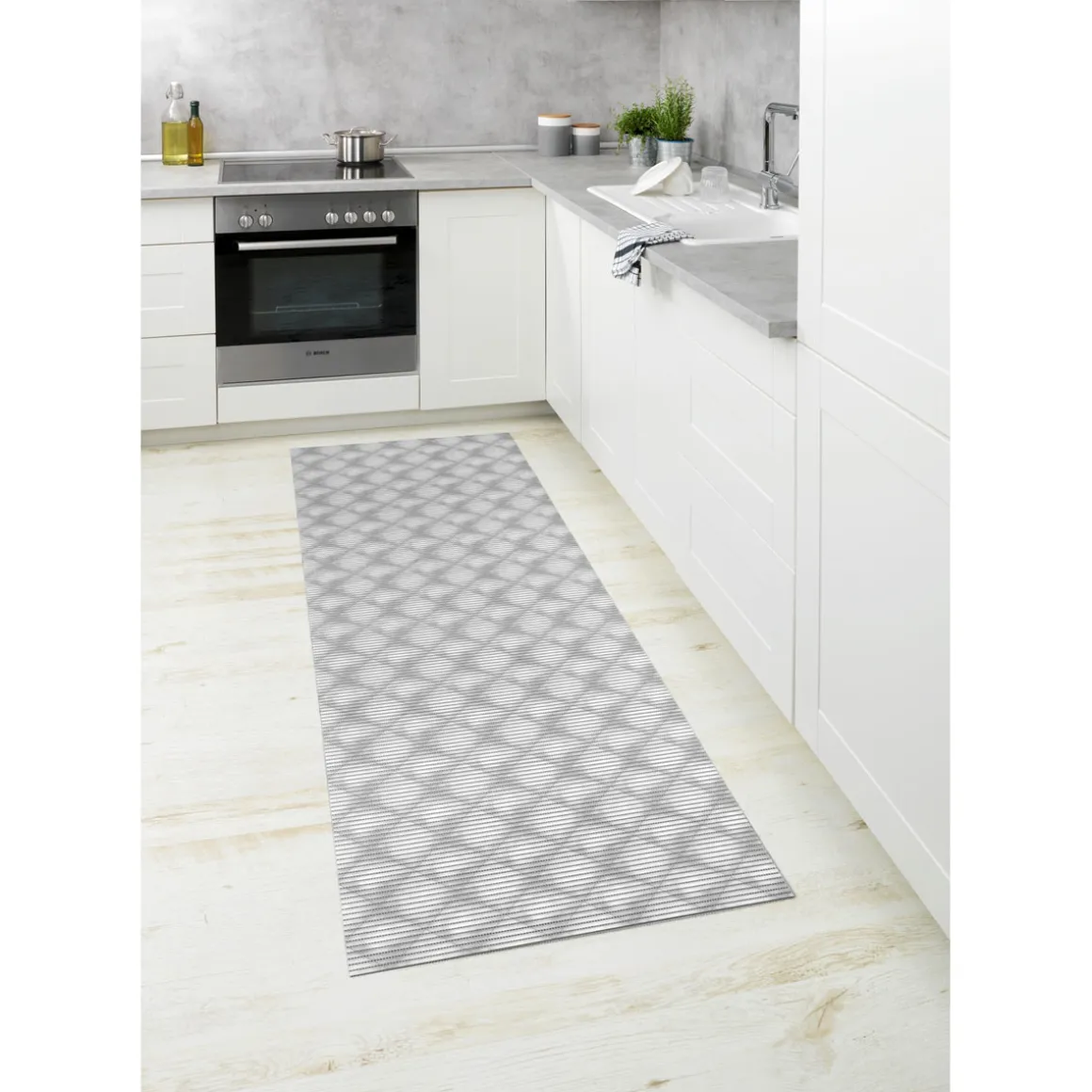 Wenko Badematte Flow Grau 65 x 200 cm Weichschaummatte