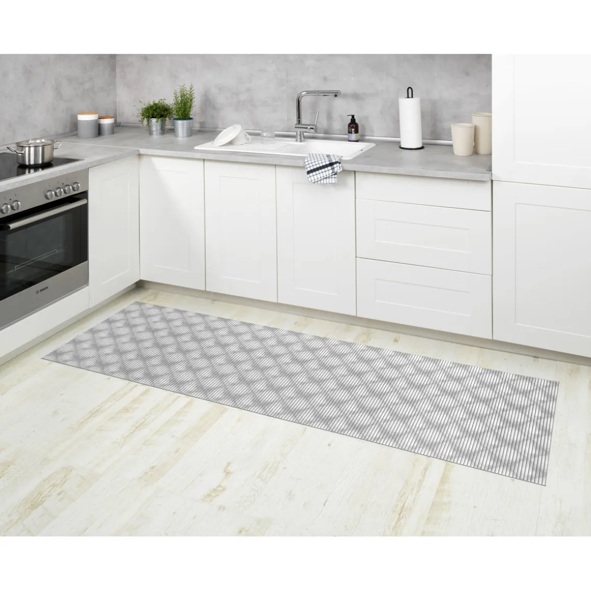 Wenko Badematte Flow Grau 65 x 200 cm Weichschaummatte
