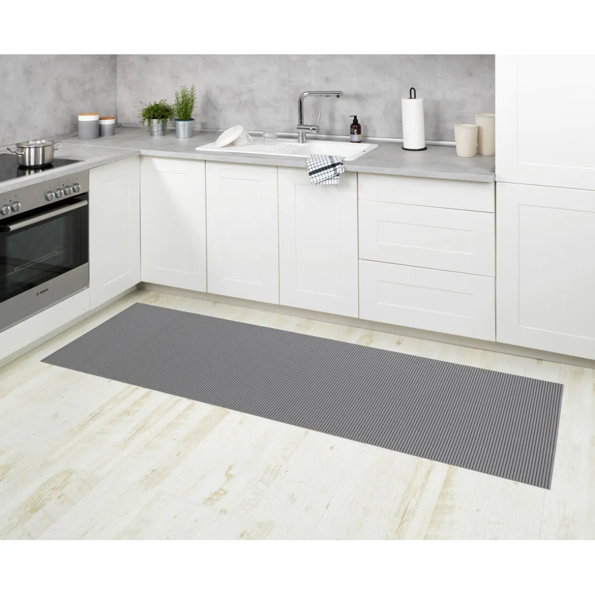 Wenko Badematte Grau 65 x 200 cm Weichschaummatte