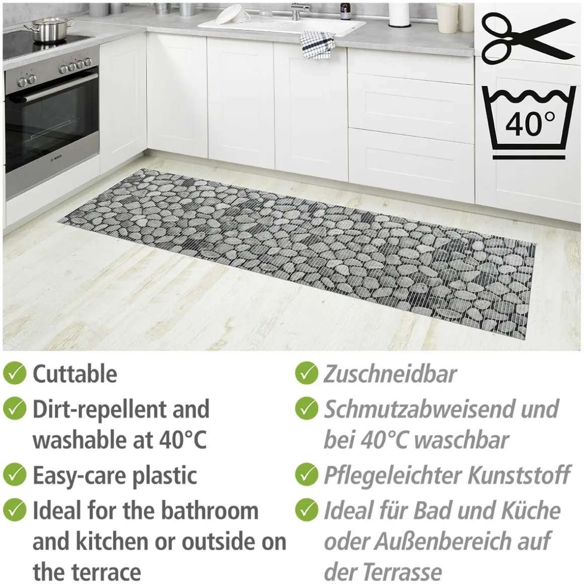 Wenko Badematte Sassi 65 x 200 cm Weichschaummatte