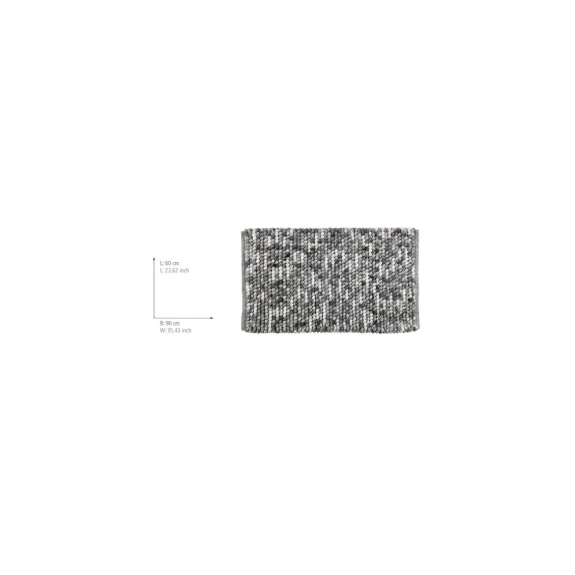 Wenko Badteppich Urdu Grau 60 x 90 cm Mit Melagne-Effekt