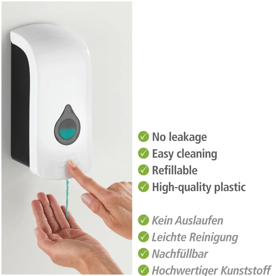 Wenko Desinfektionsmittel-Spender Ranera L Weiß Seifenspender und Desinfektionsspender Füllmenge 740 ml