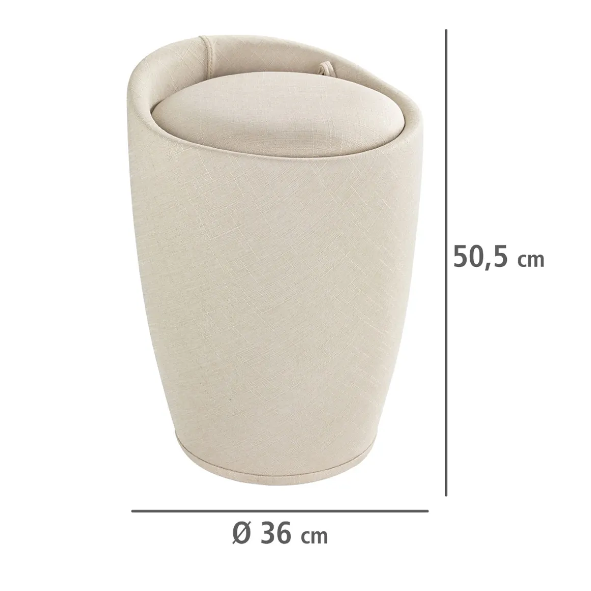 Wenko Hocker Candy Beige Leinenoptik mit Wäschesack Badhocker mit abnehmbarem Wäschesammler