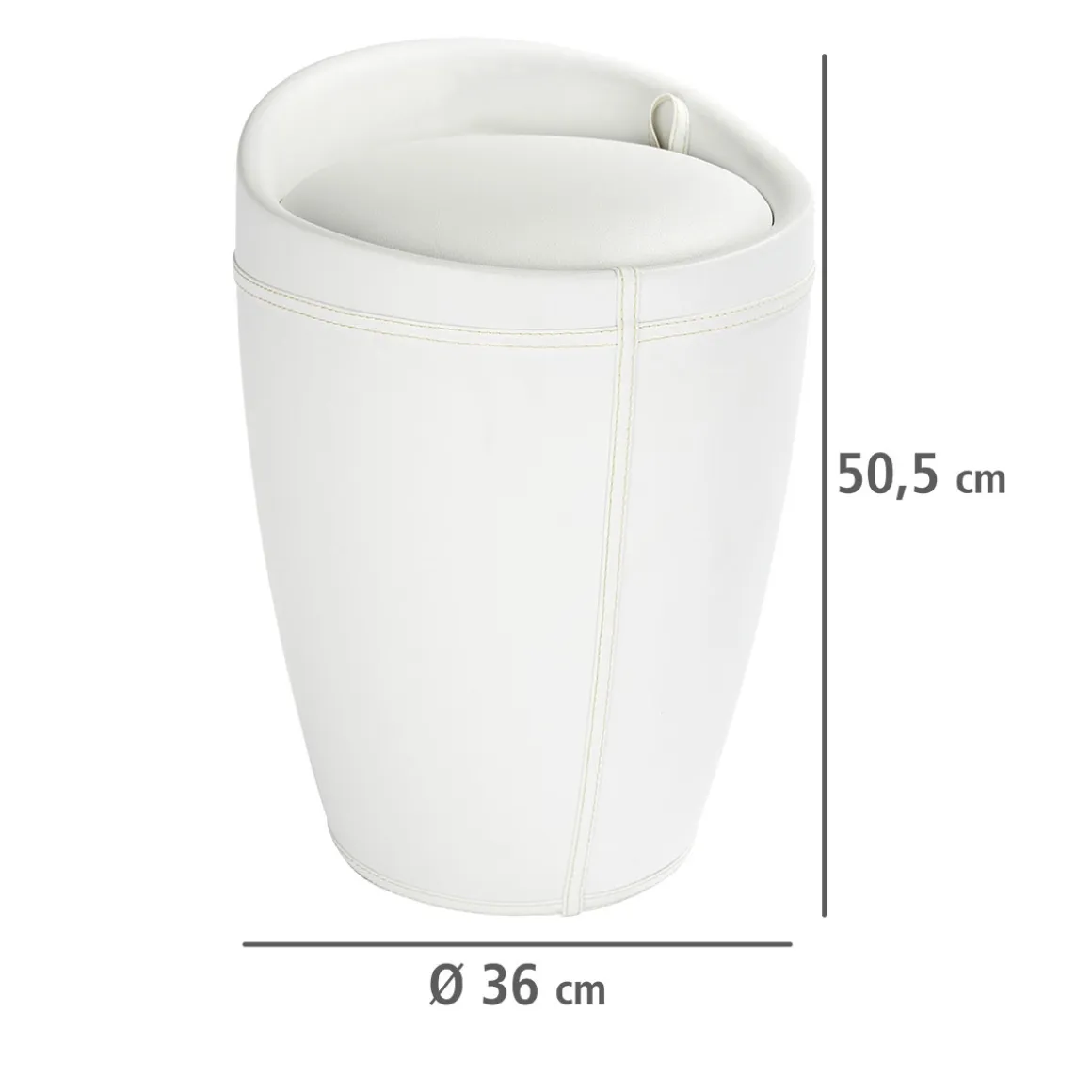 Wenko Hocker Candy White in Lederoptik mit Wäschesack Badhocker mit abnehmbarem Wäschesammler
