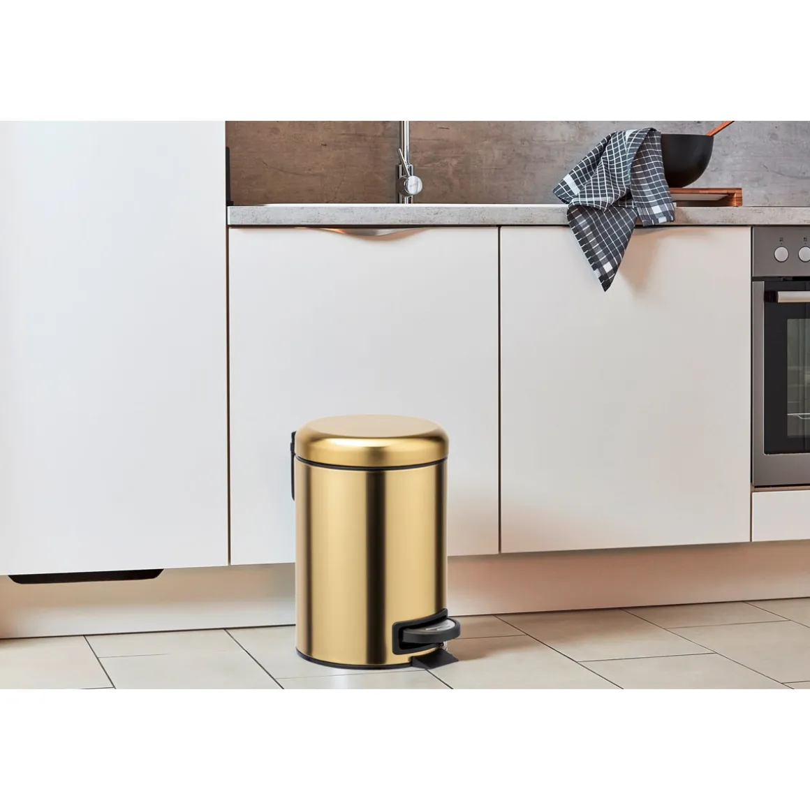 Wenko Kosmetik Treteimer Leman Gold matt 3 L Edelstahl