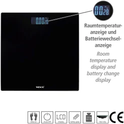 Wenko Personenwaage LCD Schwarz digitale Körperwaage mit LCD-Display