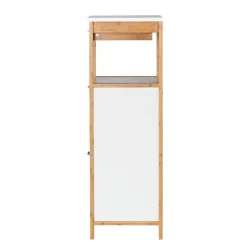 Wenko Regal Finja aus Bambus mit 2 Ablagen 2 Fächern und Schublade 34 x 89 x 30 cm