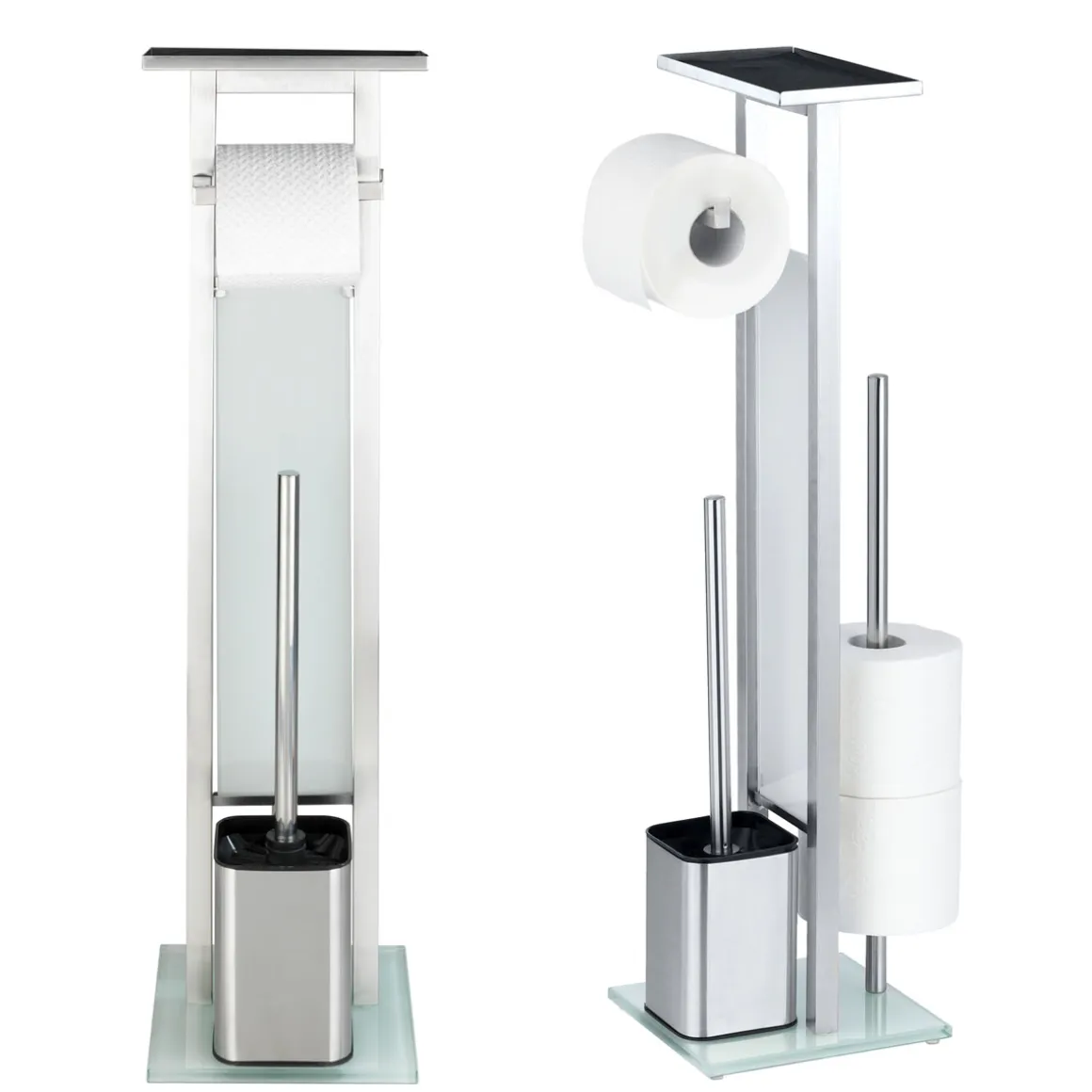 Wenko Stand WC-Garnitur Debar mit Ablage Edelstahl rostfrei