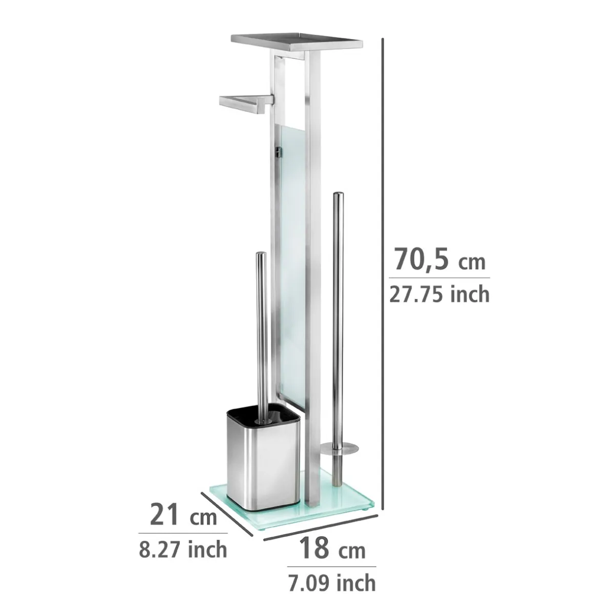 Wenko Stand WC-Garnitur Debar mit Ablage Edelstahl rostfrei