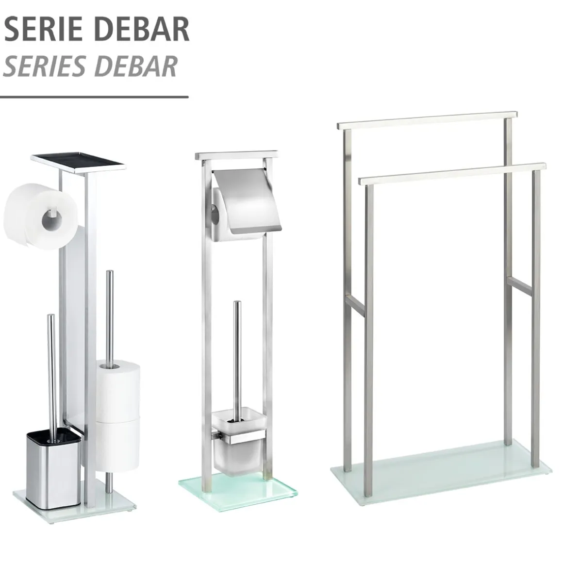 Wenko Stand WC-Garnitur Debar mit Ablage Edelstahl rostfrei