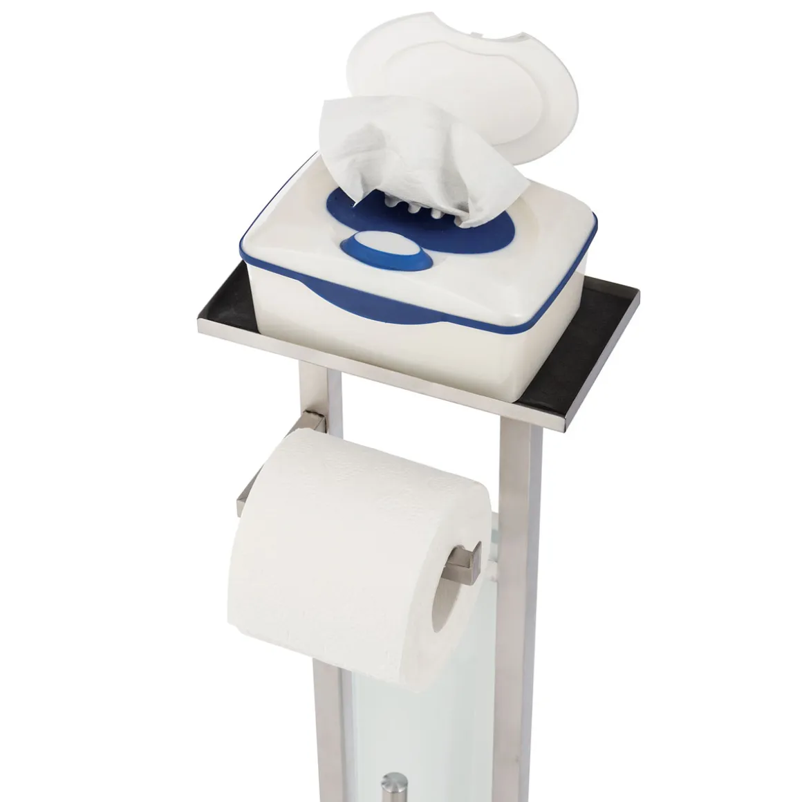 Wenko Stand WC-Garnitur Debar mit Ablage Edelstahl rostfrei