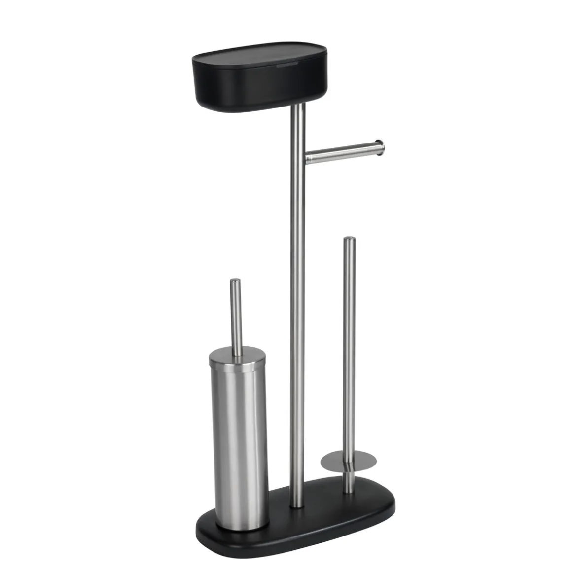 Wenko Stand WC-Garnitur mit Box Rivazza Schwarz integrierter Toilettenpapierhalter Ersatzrollenhalter und WC-Bürstenhalter mit Ablagebox