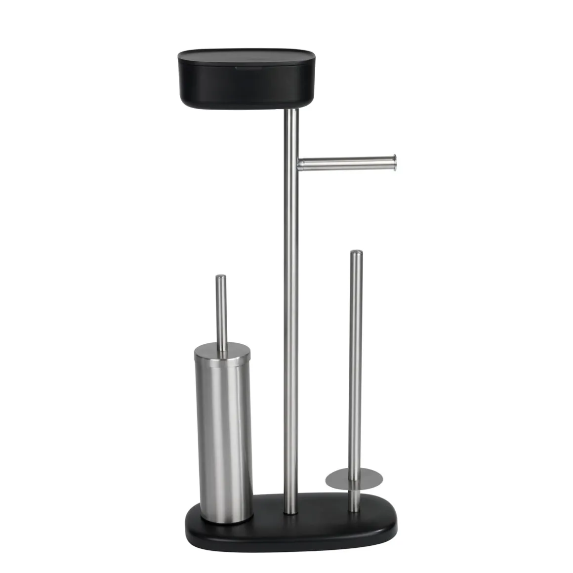 Wenko Stand WC-Garnitur mit Box Rivazza Schwarz integrierter Toilettenpapierhalter Ersatzrollenhalter und WC-Bürstenhalter mit Ablagebox