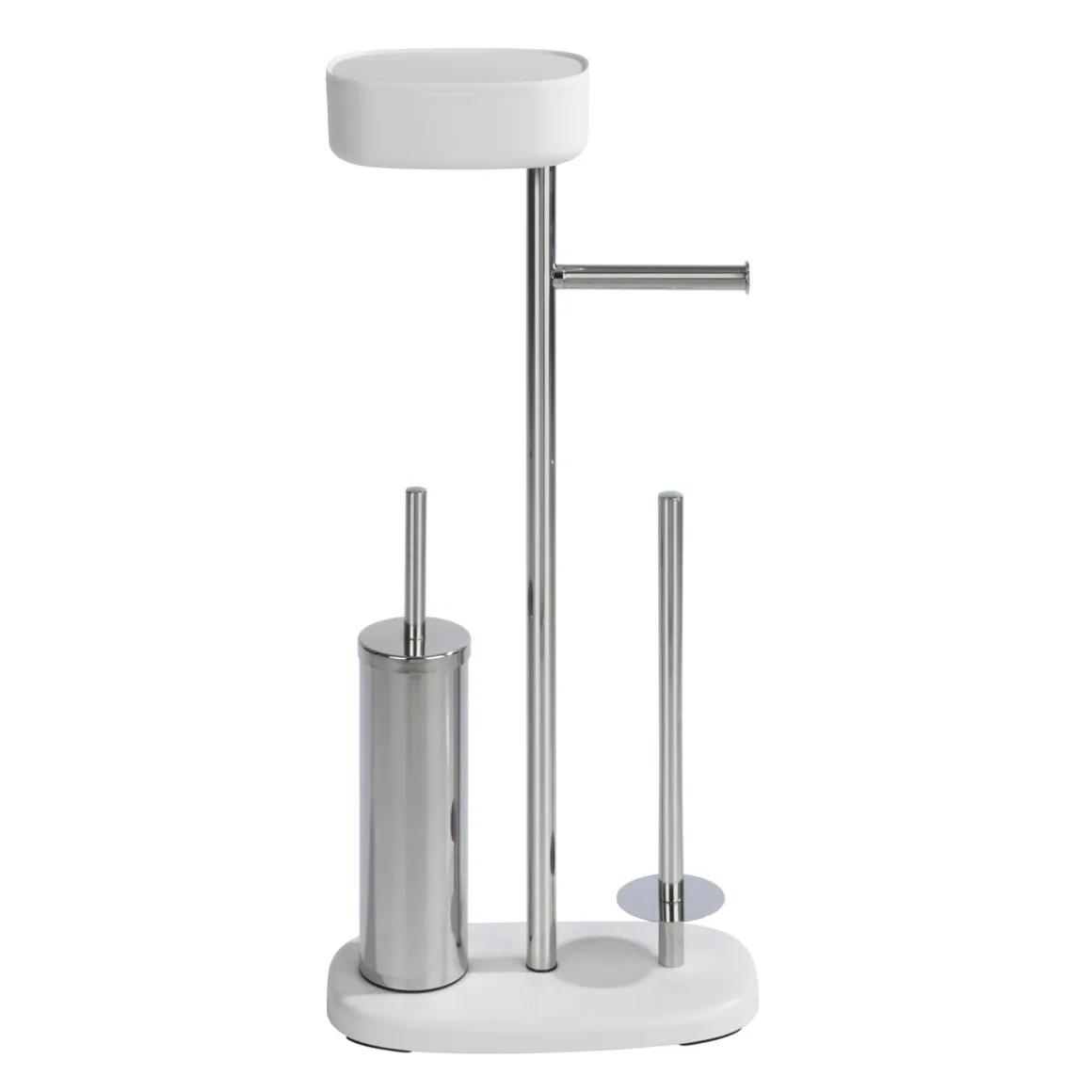 Wenko Stand WC-Garnitur mit Box Rivazza Weiß integrierter Toilettenpapierhalter Ersatzrollenhalter und WC-Bürstenhalter mit Ablagebox