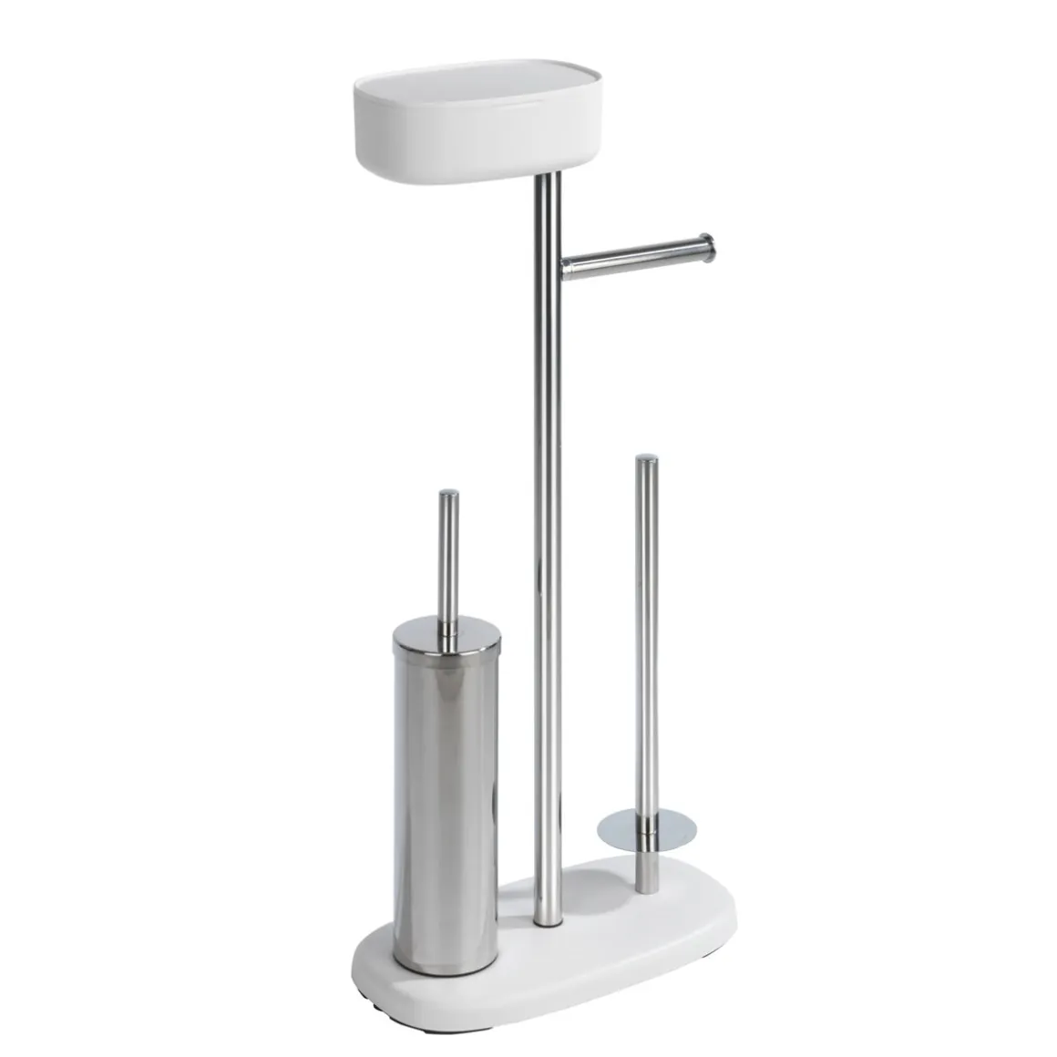 Wenko Stand WC-Garnitur mit Box Rivazza Weiß integrierter Toilettenpapierhalter Ersatzrollenhalter und WC-Bürstenhalter mit Ablagebox