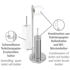 Wenko Stand WC-Garnitur Universalo Neo Edelstahl integrierter Toilettenpapierhalter und WC-Bürstenhalter rostfrei