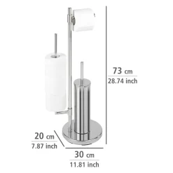 Wenko Stand WC-Garnitur Universalo Neo Edelstahl integrierter Toilettenpapierhalter und WC-Bürstenhalter rostfrei