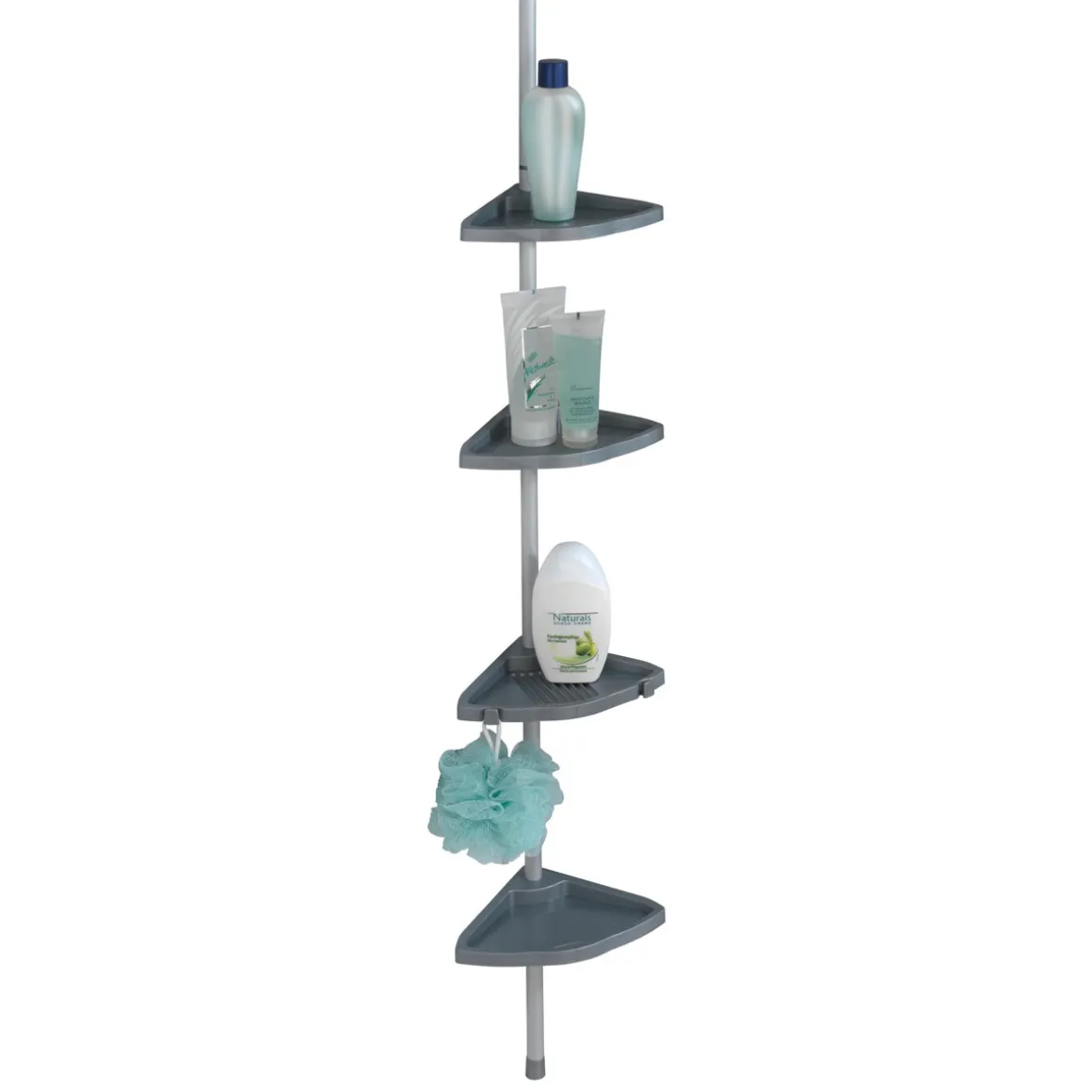 Wenko Teleskop Duschecke Easy Silber mit 4 Ablagen