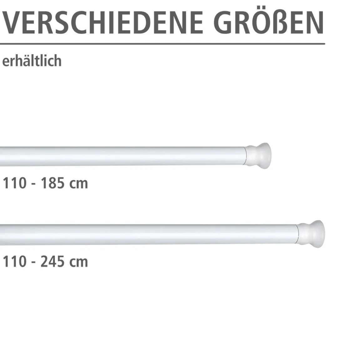 Wenko Teleskop Duschstange extra stark Weiß 110 - 185 cm
