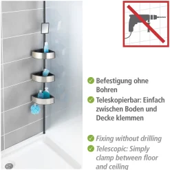 Wenko Teleskop-Duschecke Premium Big Black Edelstahl rostfrei