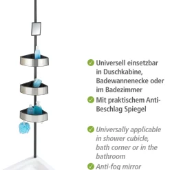 Wenko Teleskop-Duschecke Premium Big Black Edelstahl rostfrei